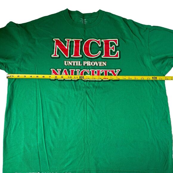 Christmas Shirt Size 2XL Green Nice Until Proven Naughty Crew Neck Pullover - Picture 4 of 10